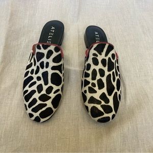 Atelier Luxury Calf Skin Mules Black White Red: New